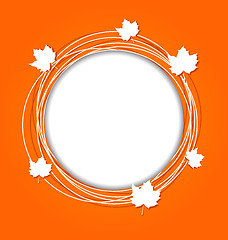 Image showing Autumn round frame with leaves maple for canadian day