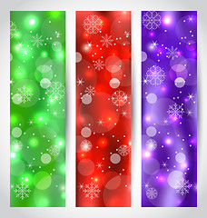 Image showing Set Christmas glossy banners with snowflakes