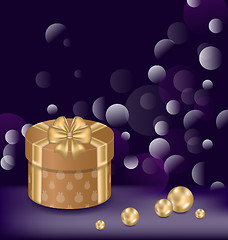 Image showing Christmas background with gift box and pearls