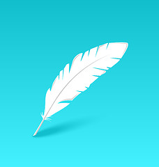 Image showing White feather isolated on blue background