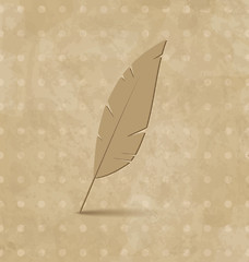 Image showing Vintage feather on grunge background