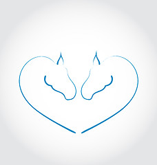 Image showing Two horses stylized heart shape