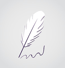 Image showing White feather calligraphic pen isolated