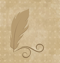 Image showing Feather calligraphic pen, vintage background