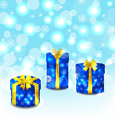 Image showing Set gift boxes on light background 