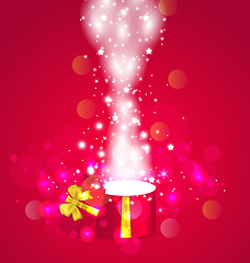 Image showing Christmas background with open magic gift box