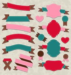 Image showing Set ribbons, vintage labels, geometric emblems