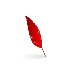 Image showing Red feather isolated on white background