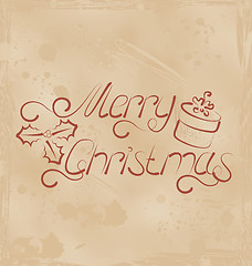 Image showing Calligraphic Christmas lettering, grunge background