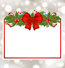 Image showing Christmas elegant card with holiday decoration