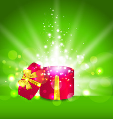 Image showing Christmas background with open round gift box