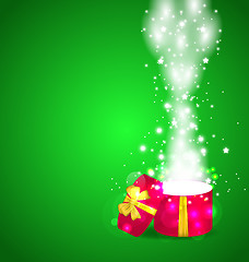 Image showing Christmas open magic gift box with copy space