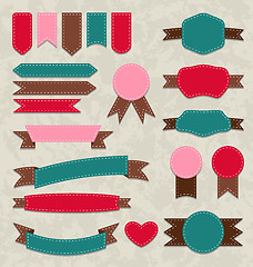 Image showing Set retro ribbons, vintage labels, emblems