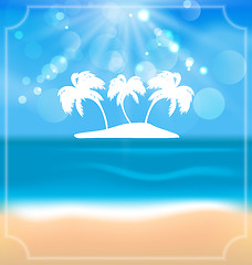 Image showing Holiday summer card with beautiful beach and palms