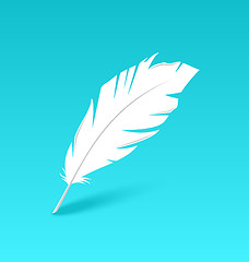 Image showing White feather isolated on blue background
