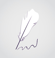 Image showing White feather calligraphic pen isolated