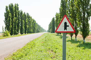 Image showing sign in road. focus on sign