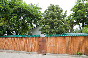 Image showing wooden fence with gate