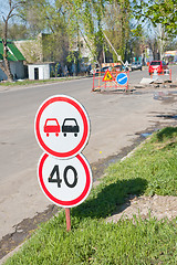 Image showing sign on road. focus on sign