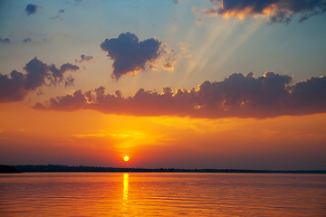 Image showing beautiful sunset over river