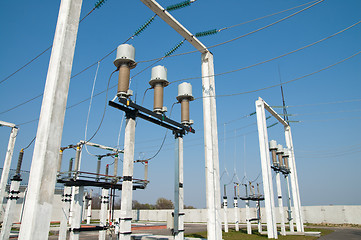 Image showing part of high-voltage substation with switches and disconnectors