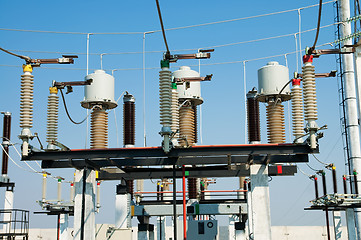 Image showing part of high-voltage substation with switches and disconnectors