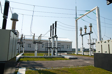 Image showing part of high-voltage substation with switches and disconnectors