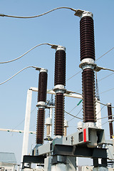 Image showing part of high-voltage substation with disconnectors