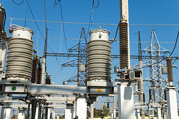 Image showing disconnecting switch on high-voltage substation