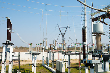 Image showing part of high-voltage substation with switches and disconnectors