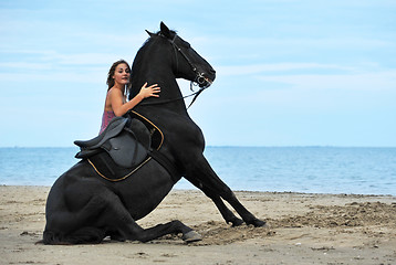 Image showing sitting horse on the beach