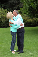 Image showing Romantic senior couple kissing