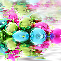 Image showing Christmas decorations in water