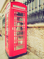 Image showing Vintage look London telephone box