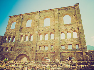 Image showing Retro look Roman Theatre Aosta