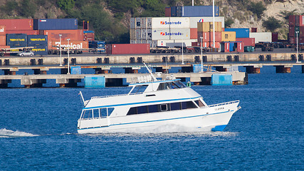 Image showing ST MARTIN - ANTILLES, JULY 24 2013; Small boat in the harbor of 