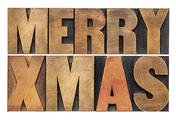 Image showing Meyy Xmas in wood type