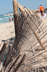 Image showing Fence on the beach