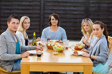 Image showing Friends Enjoying Meal At Outdoor Party