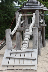 Image showing Rustic wooden playground equipment
