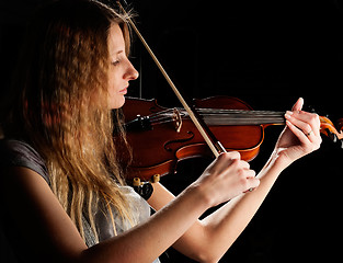 Image showing Pretty woman and violin