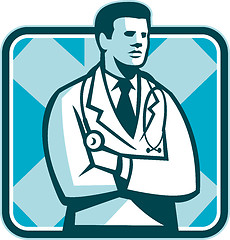 Image showing Medical Doctor Physician Stethoscope Standing Retro