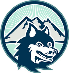 Image showing Siberian Husky Dog Head Mountain Retro