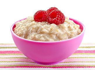 Image showing Bowl of oats porridge