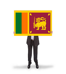 Image showing Businessman holding a big card, flag of Sri Lanka