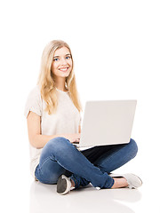 Image showing Woman working on a laptop