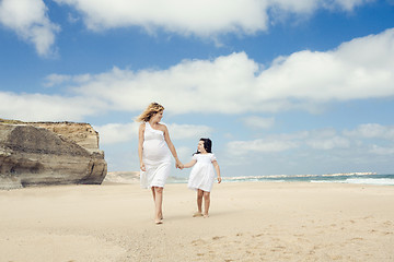 Image showing Walking on the beach