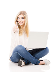 Image showing Woman working on a laptop