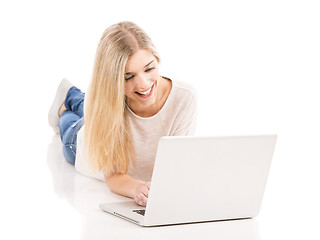 Image showing Woman working on a laptop