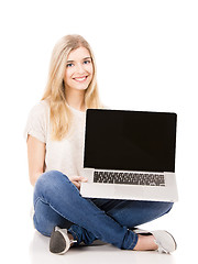 Image showing Woman working on a laptop